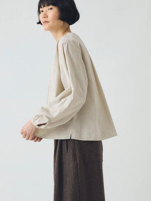 Toast Gathered Neck Shirt in Sunwashed Blue Stripe