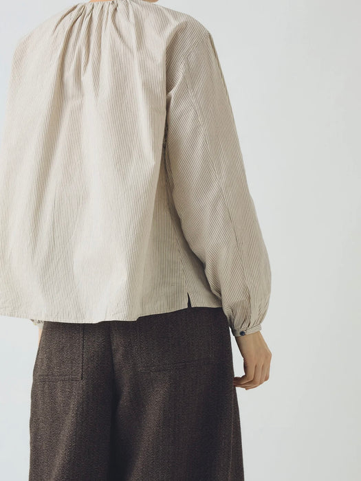 Toast Gathered Neck Shirt in Sunwashed Blue Stripe