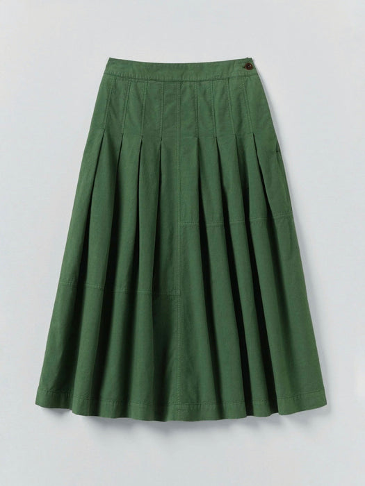 Toast Pleated Panel Skirt in Forest Green