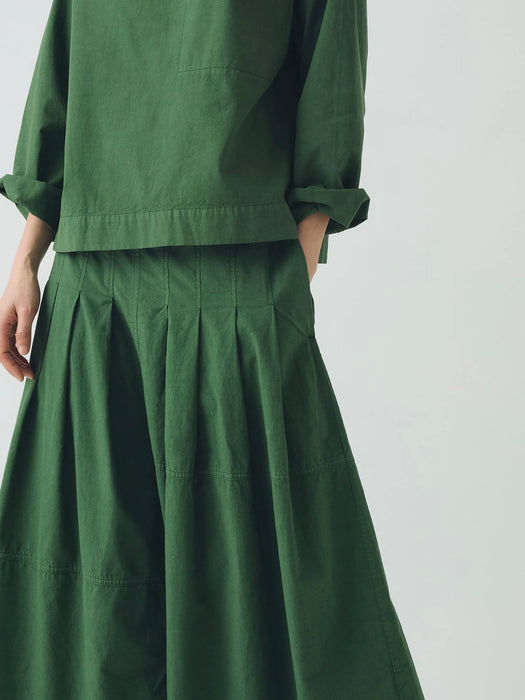 Toast Pleated Panel Skirt in Forest Green