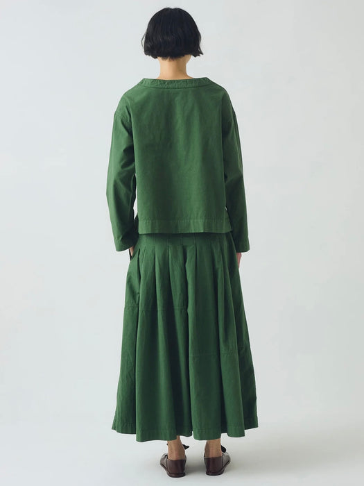 Toast Pleated Panel Skirt in Forest Green