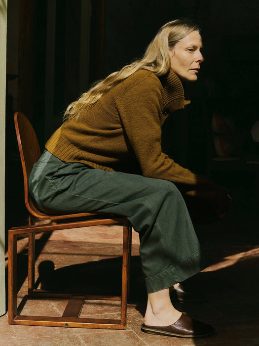 Toast Cotton Pleat Trousers in Dark Olive