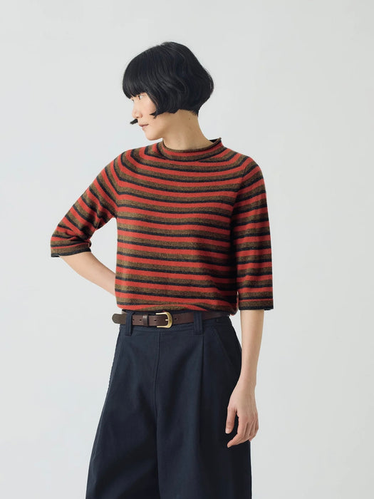 Toast Half Sleeve Top in Red Multi Stripe