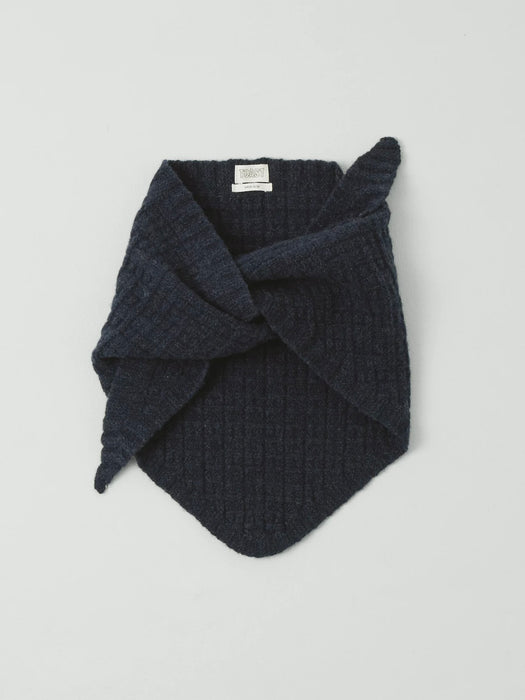 Toast Grid Stitch Knitted Bandana in Indigo Melange