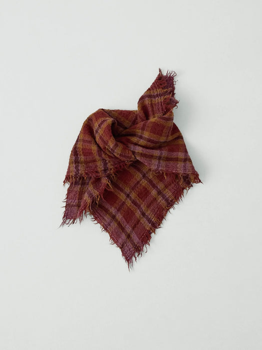 Toast Reading Boiled Wool Scarf in Brick Red Check