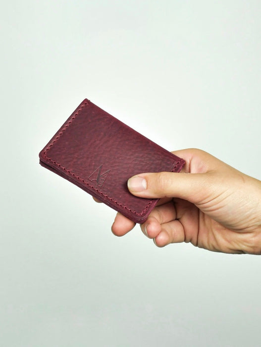 Village Leathers Missouri Card Holder in Burgundy