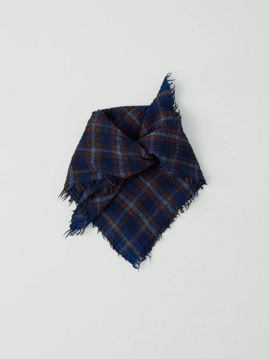 Toast Reading Boiled Wool Scarf in Shadow Blue Check