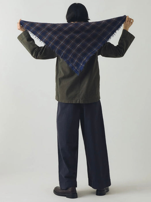 Toast Reading Boiled Wool Scarf in Shadow Blue Check