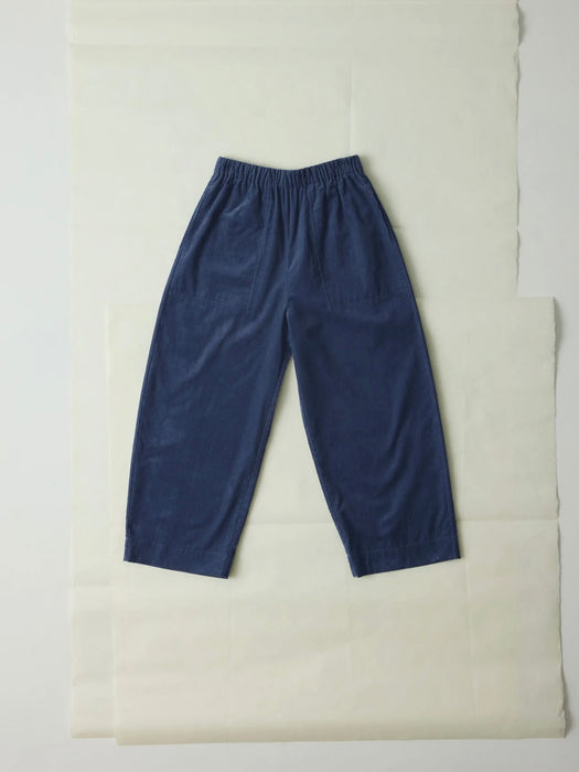 Toast Barrel Leg Corduroy Trousers in Denim Blue