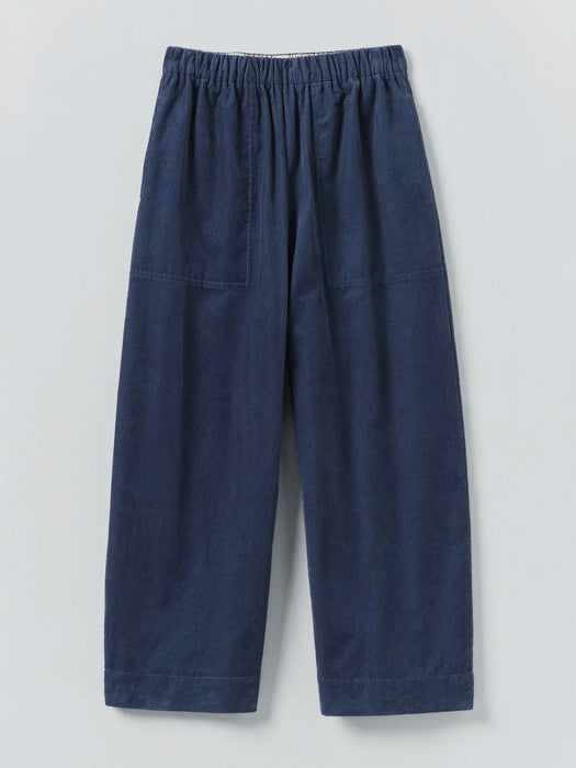 Toast Barrel Leg Corduroy Trousers in Denim Blue