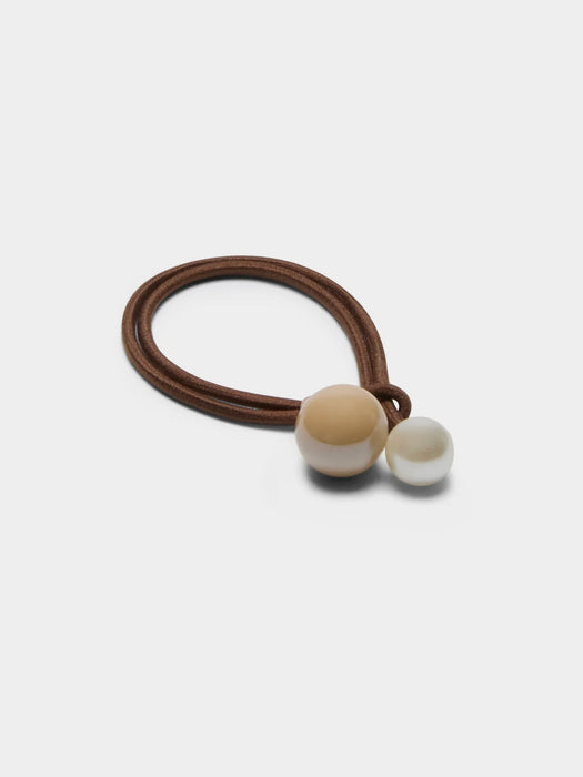 Chalk Stockport Double Ball Hair Tie in Stone/Pearl