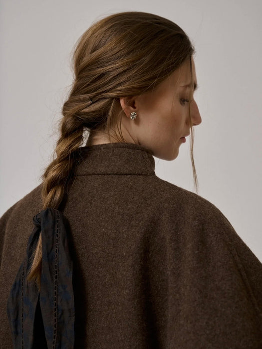 Anne-Mi Thyme Short Wool Coat in Brown Melange