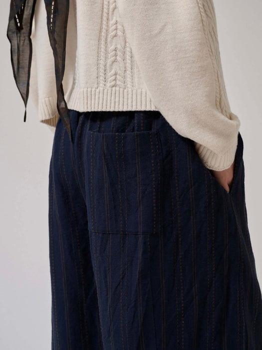 Anne-Mi Creek Balloon Pant in Dark Navy Stripe
