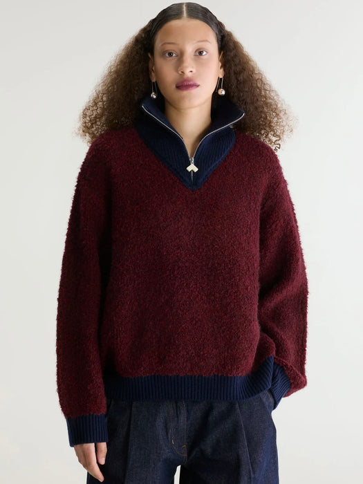 Bellerose Dooh Zip Knit in Wine