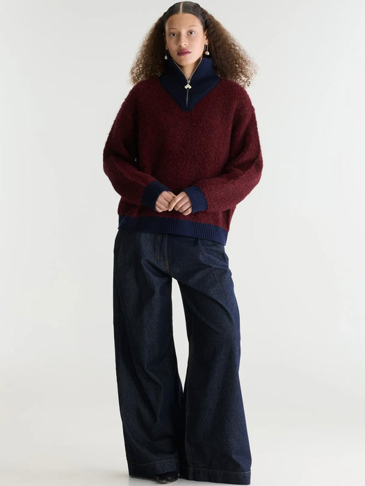 Bellerose Dooh Zip Knit in Wine