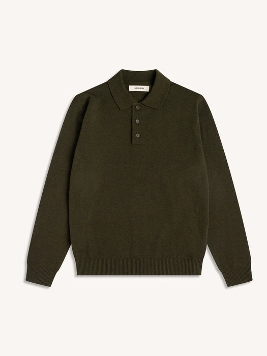 Kestin Mull Knitted Polo in Dark Olive