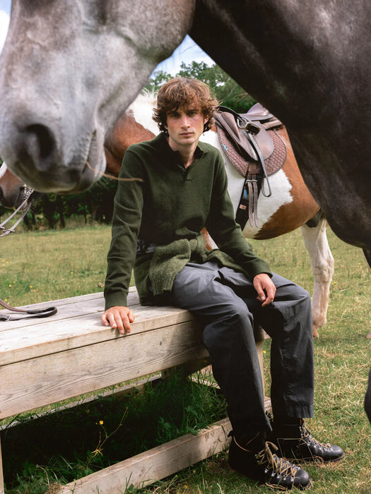 Kestin Mull Knitted Polo in Dark Olive