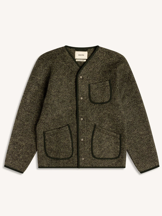 Kestin Neist Cardigan in Moss Herringbone Wool