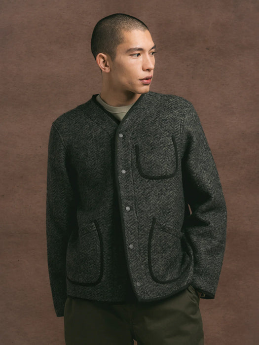 Kestin Neist Cardigan in Moss Herringbone Wool