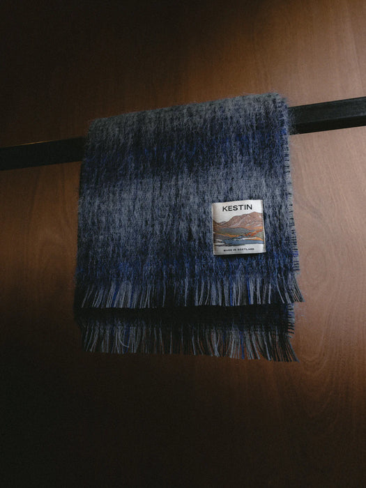 Kestin Muir Scarf in Navy Check Mohair