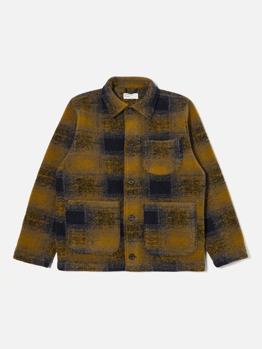 Universal Works Field Jacket in Techno Melton Navy Check