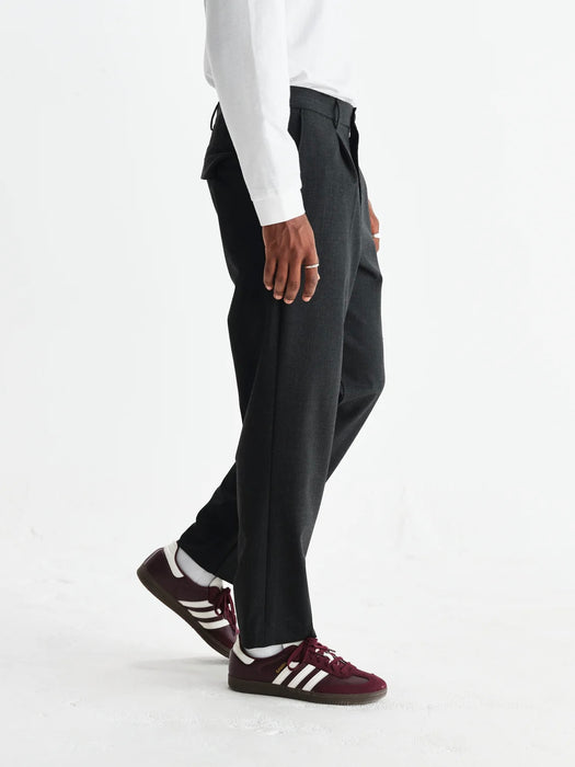Wax Aubyn Trouser in Charcoal Wool Blend Twill