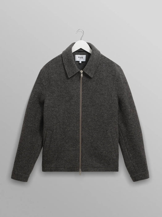 Wax Eldon Jacket in Mid Grey Boiled Wool