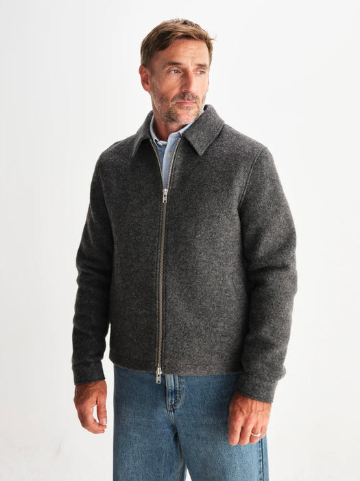 Wax Eldon Jacket in Mid Grey Boiled Wool