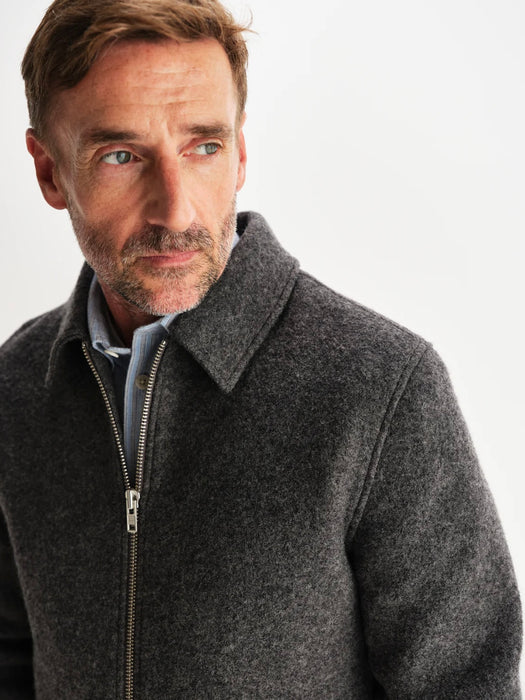 Wax Eldon Jacket in Mid Grey Boiled Wool