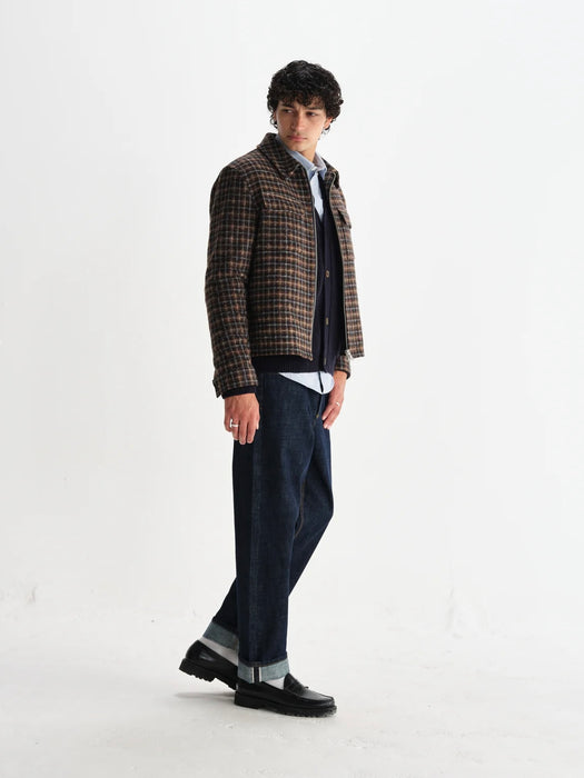Wax Osier Jacket in Navy / Brown Drawn Check