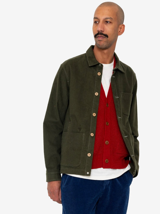 Folk Men Assembly Jacket in Dark Olive Moleskin