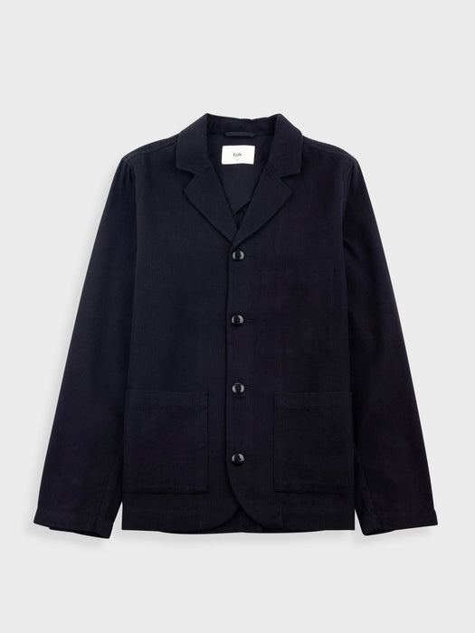 Folk Men Patch Jacket in Soft Black Stripe