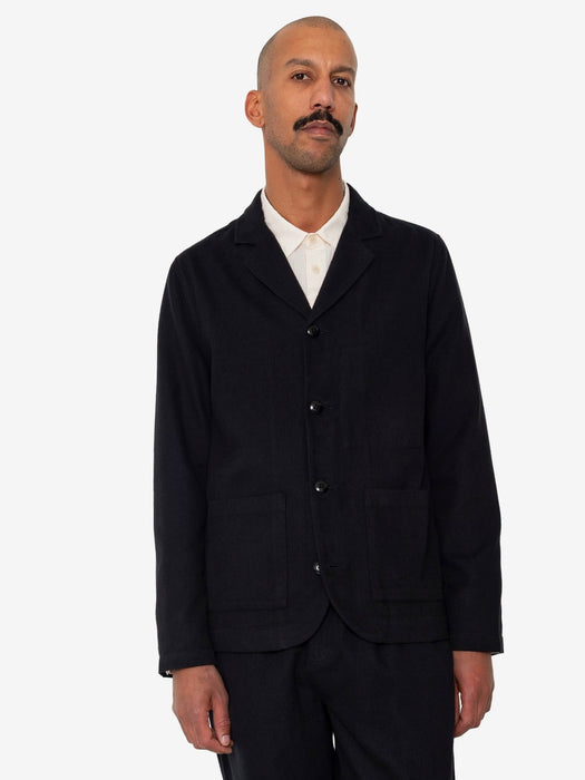 Folk Men Patch Jacket in Soft Black Stripe