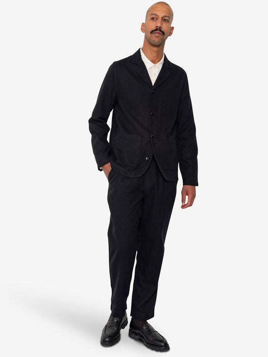 Folk Men Patch Jacket in Soft Black Stripe