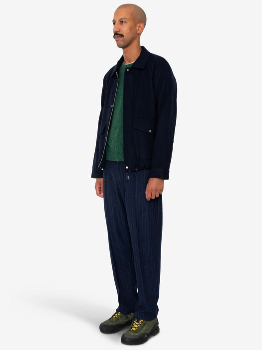 Folk Men Cropped Winter Coat in Navy Wool