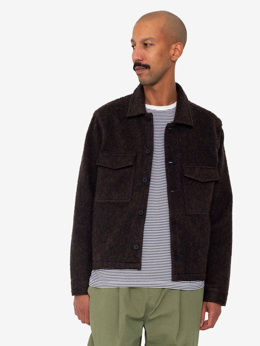 Folk Men Zaki Jacket in Navy Espresso Wool