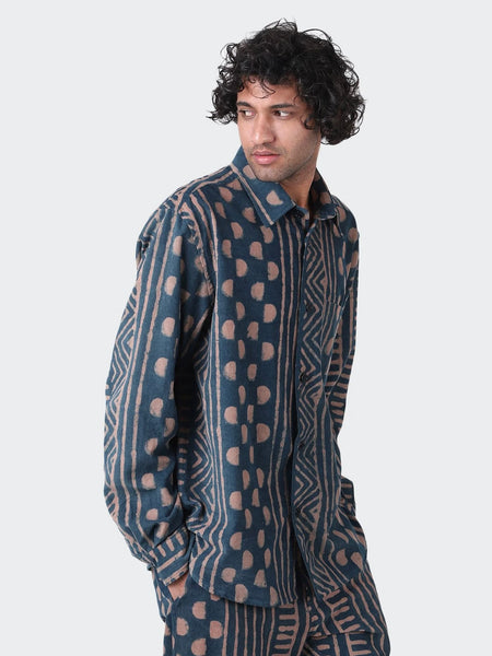 Chintan Tiger Block Print Shirt - Black/Red