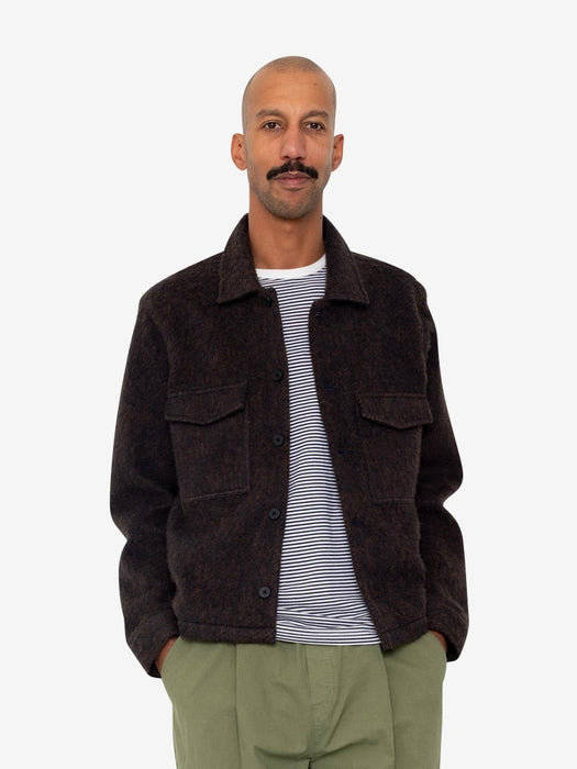 Folk Men Zaki Jacket in Navy Espresso Wool