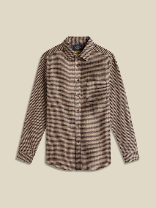 Portuguese Flannel Pied Poule Shirt in Navy