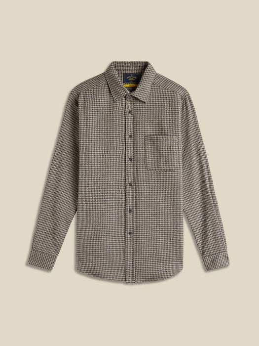 Portuguese Flannel Abstract Pied Poule Shirt in Charcoal