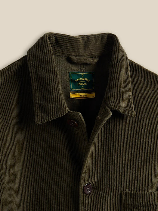 Portuguese Flannel Labura  Shirt in Olive Corduroy