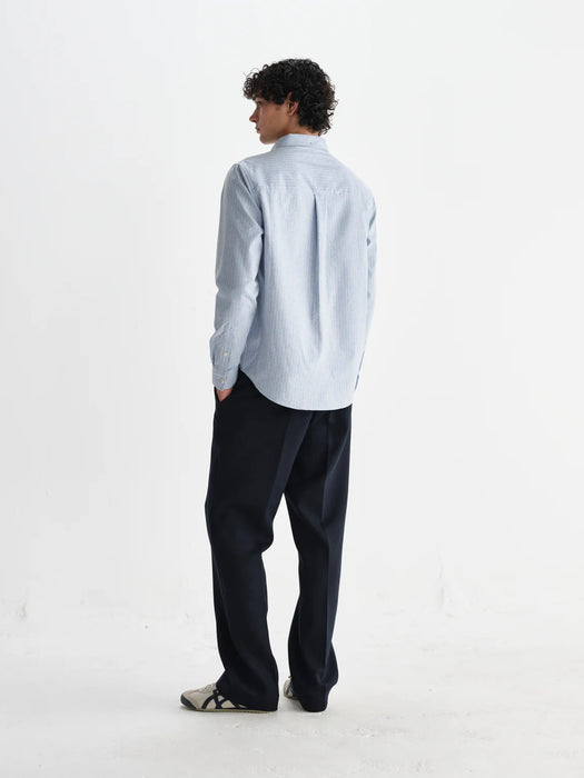 Wax Abingdon Shirt in Halo Blue / Burgundy Stripe