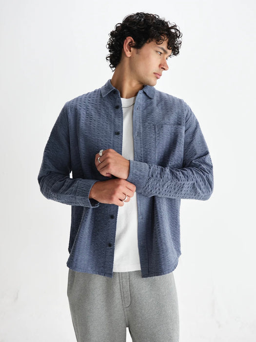 Wax Shelly Shirt in Cord Blue Seersucker