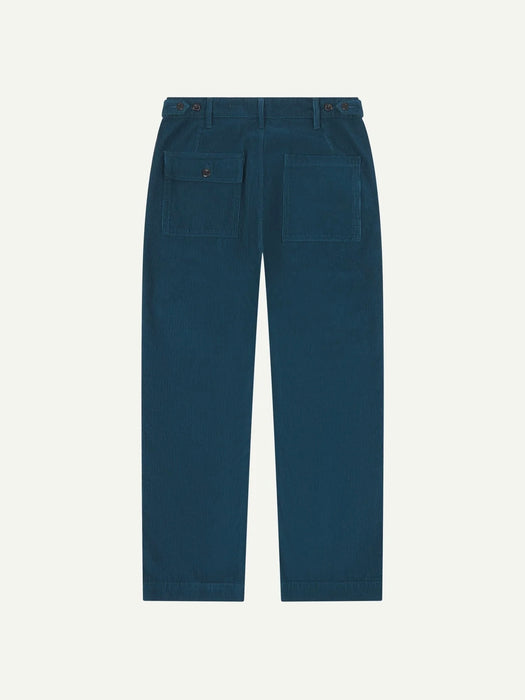 Uskees Workwear Trouser in Petrol Blue Corduroy