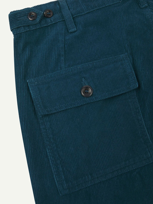 Uskees Workwear Trouser in Petrol Blue Corduroy