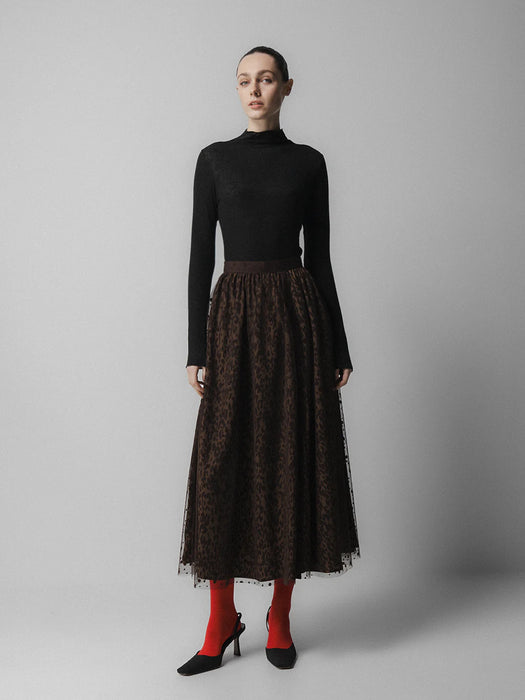 Emin & Paul Layered Skirt in Brown Leopard