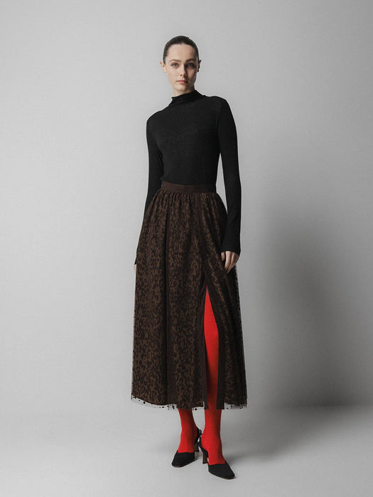 Emin & Paul Layered Skirt in Brown Leopard