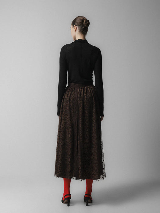 Emin & Paul Layered Skirt in Brown Leopard