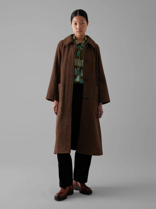 Toast Frankie Houndstooth Raglan Coat in Burnt Orange