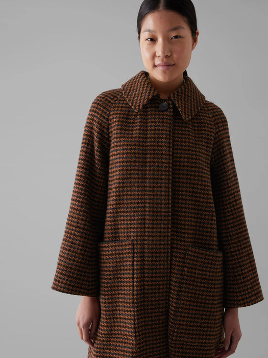 Toast Frankie Houndstooth Raglan Coat in Burnt Orange